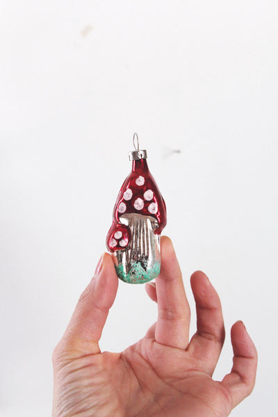 Vintage Mercury Glass Mushroom Christmas Ornaments Czech