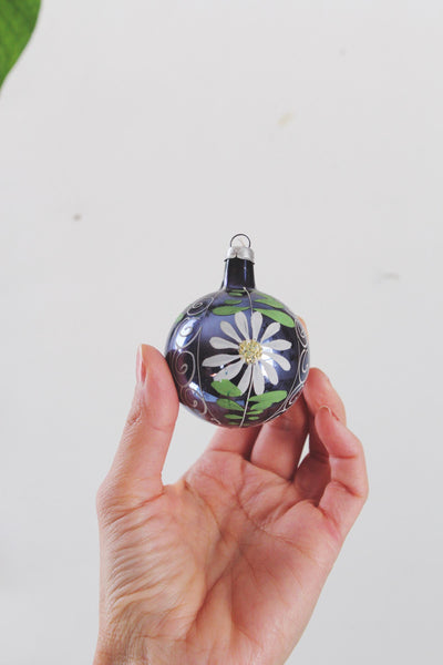 Vintage Mercury Glass Hand Painted Folk Art Floral Christmas Ornaments Germany | Sold Individually
