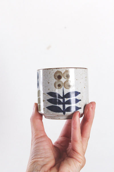 Vintage Speckled Stoneware Hand Painted Floral Tea Cup | Sold Individually