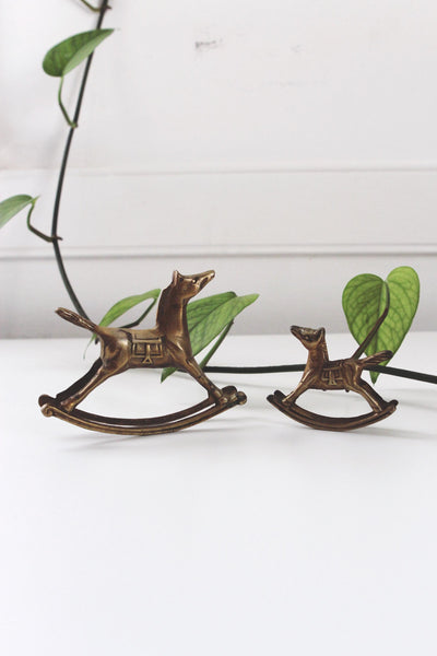 Vintage Brass Rocking Horse Figurine Small