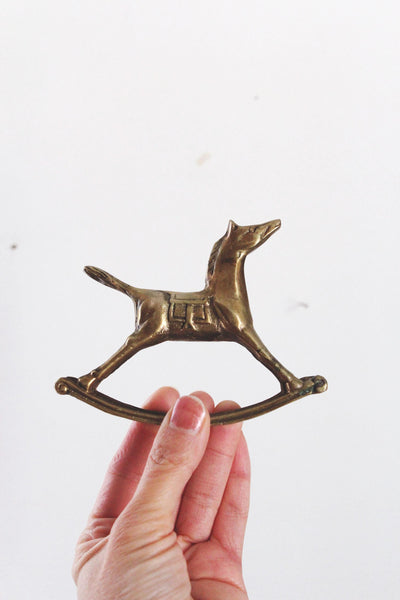 Vintage Brass Rocking Horse Figurine Small
