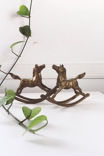 Vintage Brass Rocking Horse Figurine Large