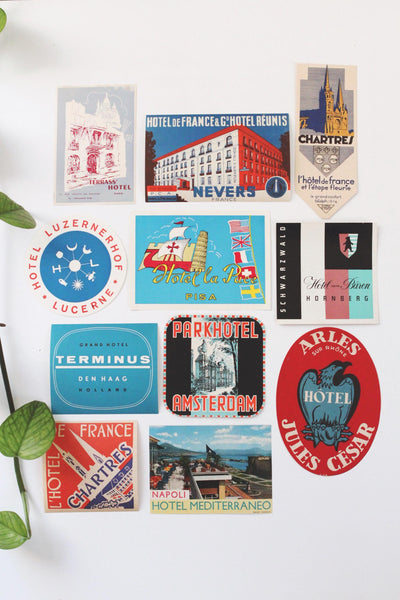 Vintage Travel Luggage Labels with Framing Options - Vintage Art | Vintage Framed Art | Sticker Art | Memorabilia Art | Sold Individually