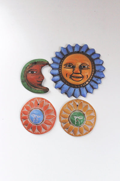 Vintage Celestial Sun Moon Pottery Wall Art | Sold Individually