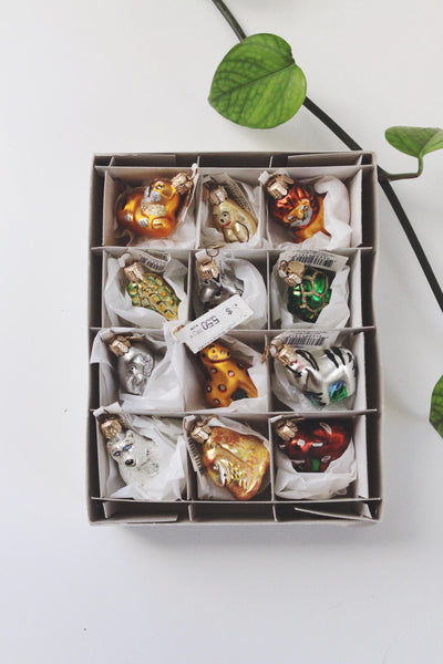 Vintage Mercury Glass Hand Painted Animal Christmas Ornaments Dept 56 Czech Republic NWT 1.5"