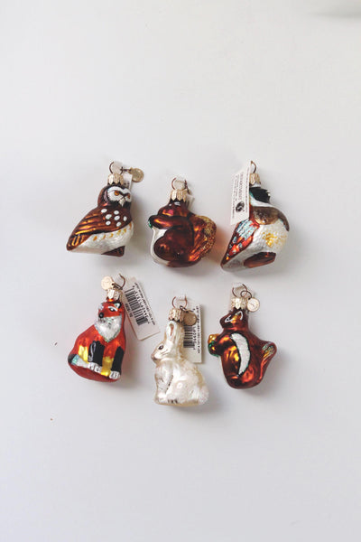 Vintage Mercury Glass Hand Painted Animal Christmas Ornaments Dept 56 Czech Republic NWT 2" | Sold Individually