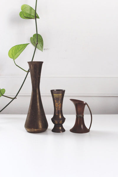 Vintage Etched Brass Bud Vase | Sold Individually