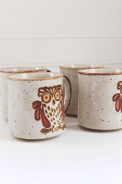 Vintage Coffee Mug - Speckled Owl Stoneware