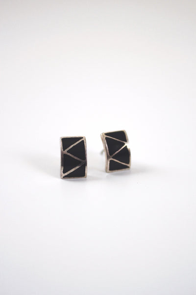 Vintage Southwestern Onyx Inlay Post Stud Earrings
