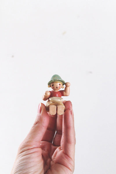 Vintage Painted Wood European Christmas Ornaments Figurine Collection