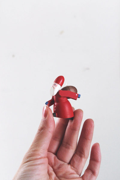 Vintage Painted Wood European Christmas Ornaments Figurine Collection