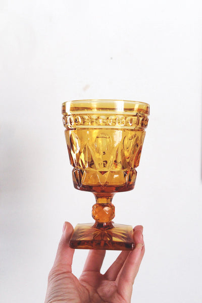 Vintage Amber Glass Park Lane Wine Goblet