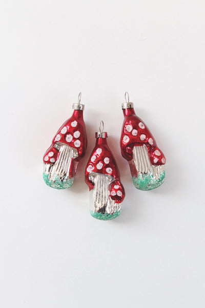 Vintage Mercury Glass Mushroom Christmas Ornaments Czech | Sold Individually