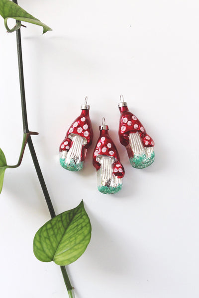 Vintage Mercury Glass Mushroom Christmas Ornaments Czech | Sold Individually