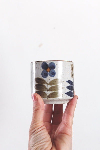 Vintage Speckled Stoneware Hand Painted Floral Tea Cup | Sold Individually