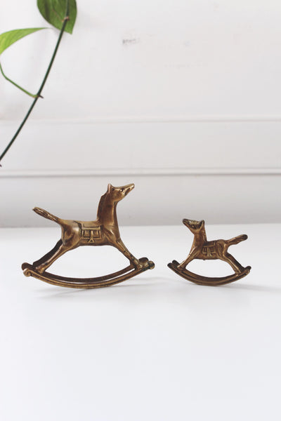 Vintage Brass Rocking Horse Figurine Small