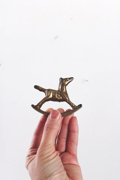 Vintage Brass Rocking Horse Figurine Small