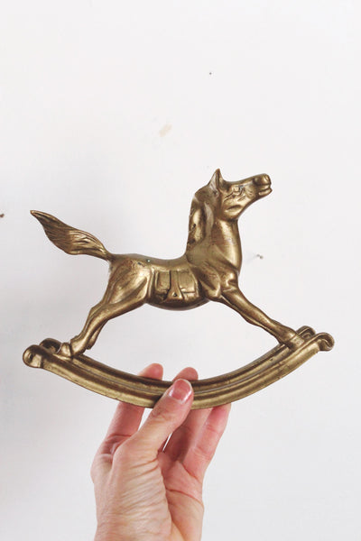 Vintage Brass Rocking Horse Figurine Large