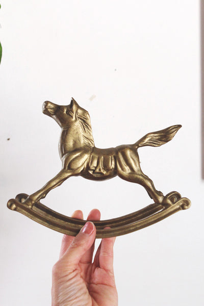 Vintage Brass Rocking Horse Figurine Large