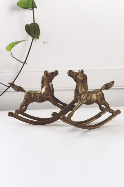 Vintage Brass Rocking Horse Figurine Large