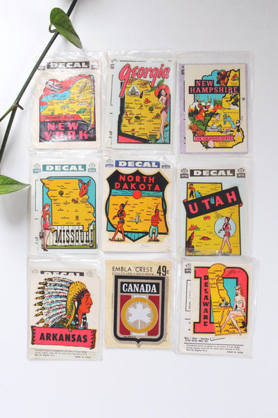 Vintage State Decal with Framing Options Georgia Utah New York