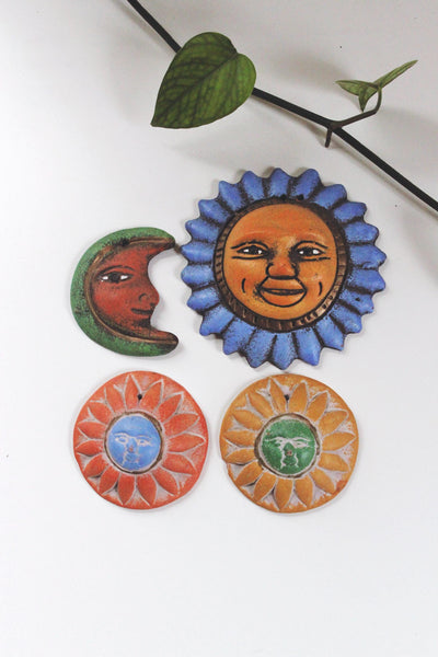 Vintage Celestial Sun Moon Pottery Wall Art | Sold Individually