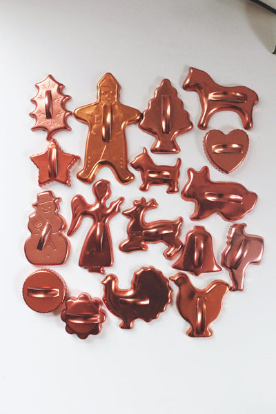 Vintage Copper Tone Cookie Cutter Christmas Animals | Sold Individually