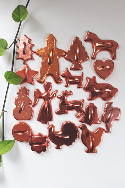 Vintage Copper Tone Cookie Cutter Christmas Animals | Sold Individually