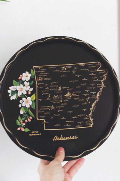 Vintage Arkansas State Souvenir Tray - Metal Wall Art, Plate Wall, Serving