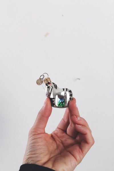 Vintage Mercury Glass Hand Painted Animal Christmas Ornaments Dept 56 Czech Republic NWT 1.5"