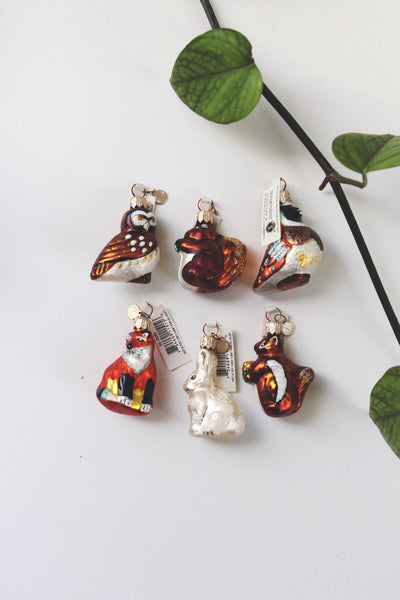 Vintage Mercury Glass Hand Painted Animal Christmas Ornaments Dept 56 Czech Republic NWT 2" | Sold Individually