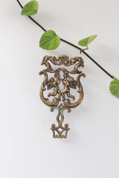 Vintage Brass Cherub Angel Trivet or Wall Hanging