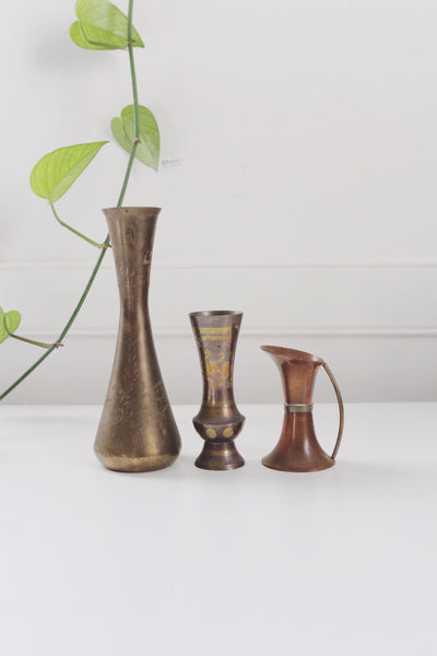Vintage Etched Brass Bud Vase | Sold Individually