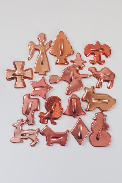 Vintage Copper Tone Cookie Cutter Christmas Animals Collection 2 | Sold Individually