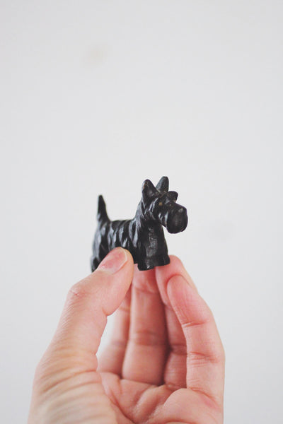 Vintage Wood Hand Carved Miniature Dog Figurine | Sold Individually