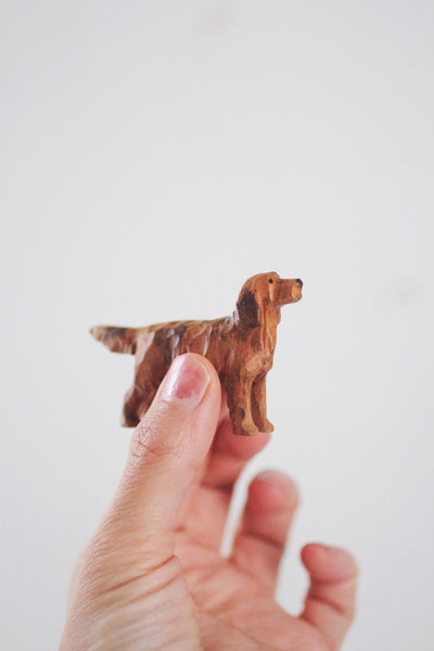 Vintage Wood Hand Carved Miniature Dog Figurine | Sold Individually