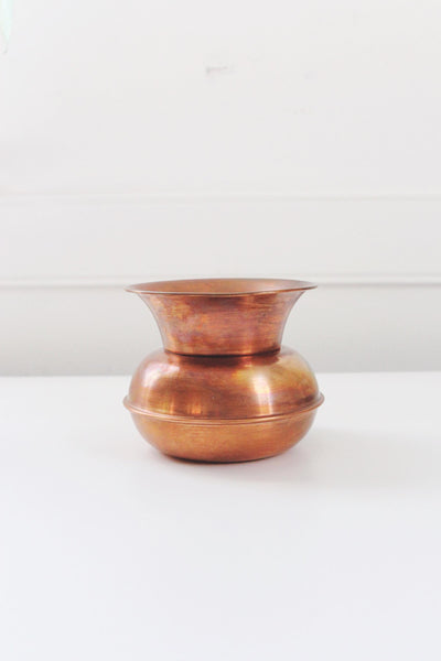 Vintage Copper Hand Turned Spittoon Cuspidor Vase Planter