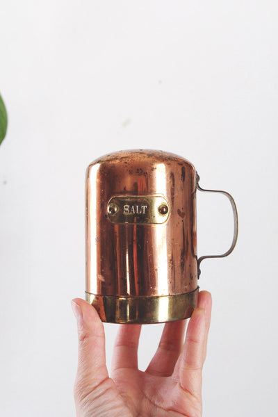 Vintage Copper and Brass Salt and Pepper Shakers