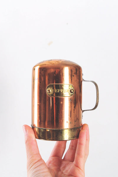 Vintage Copper and Brass Salt and Pepper Shakers