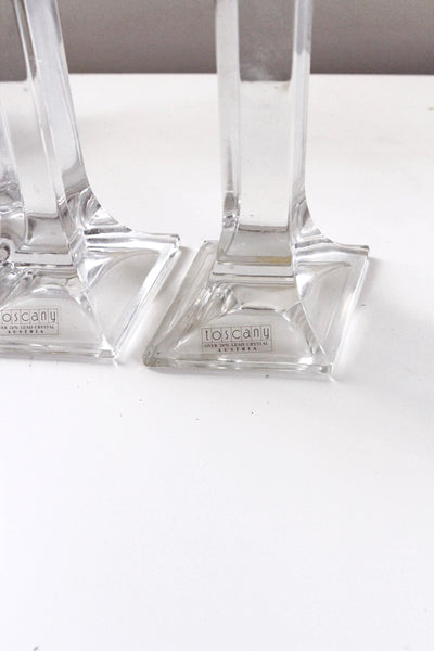 Vintage 24% Full Lead Crystal Tall Candle Holders Pair Austria