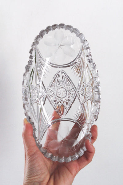 Antique ABP American Brilliant Cut Glass Oval Celery Relish Tray Dish