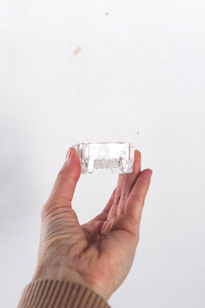 Vintage Pressed Glass Octagonal Salt Cellars Set
