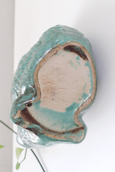 Vintage Turquoise Ceramic Gonder USA Pottery Swan Planter