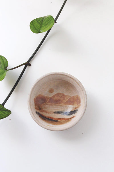 Vintage Handmade Studio Pottery Mountain Small Trinket Bowl Dish Stoneware