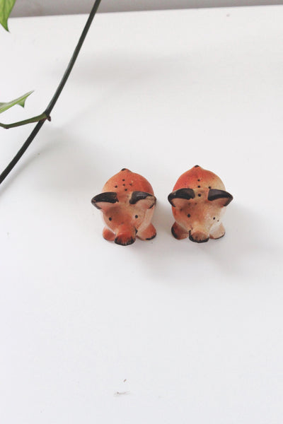 Vintage Ceramic Pig Salt Pepper Shakers Set