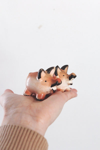 Vintage Ceramic Pig Salt Pepper Shakers Set