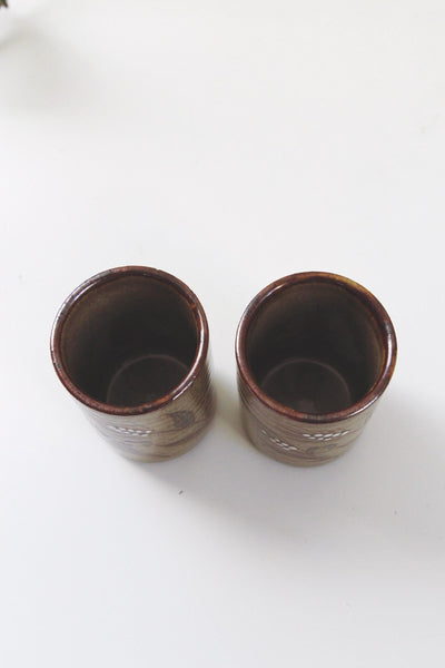 Vintage Hand Painted Wheat Otagiri Japan Stoneware Tumblers