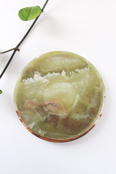 Vintage Onyx Marble Carved Catchall Plate Tray