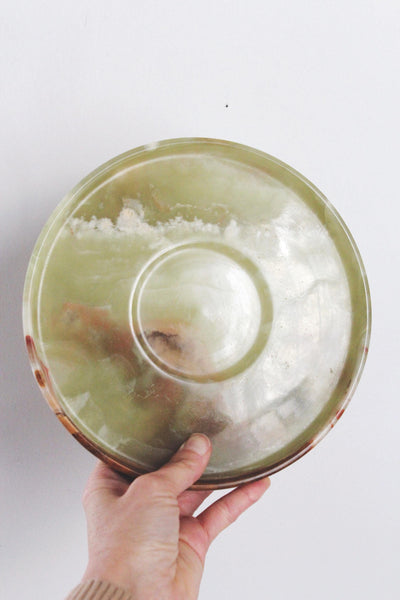 Vintage Onyx Marble Carved Catchall Plate Tray