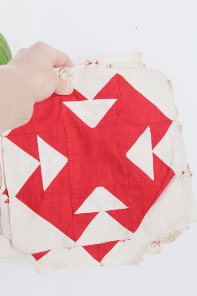 Vintage Antique Traditional Red Hand Stitched Quilt Block | Sold Individually